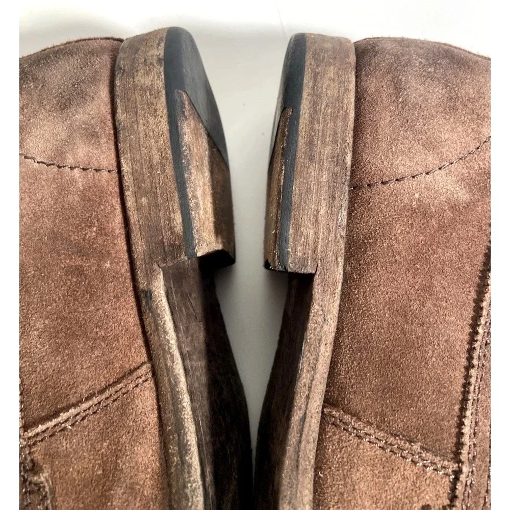 Frye Mens 10 D Brown Leather Chukka Boots Apron Moc Toe Ankle Work Trousers Shoe